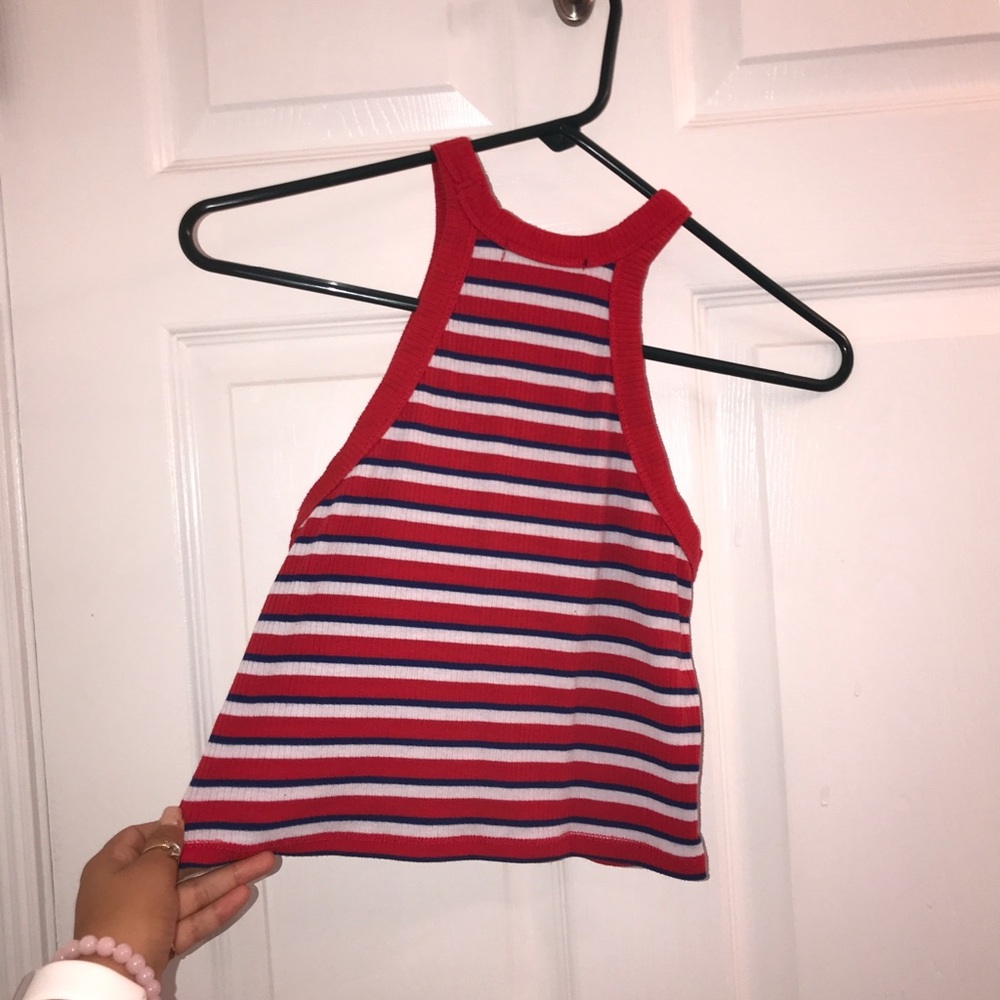 Red, white, and blue crop top.